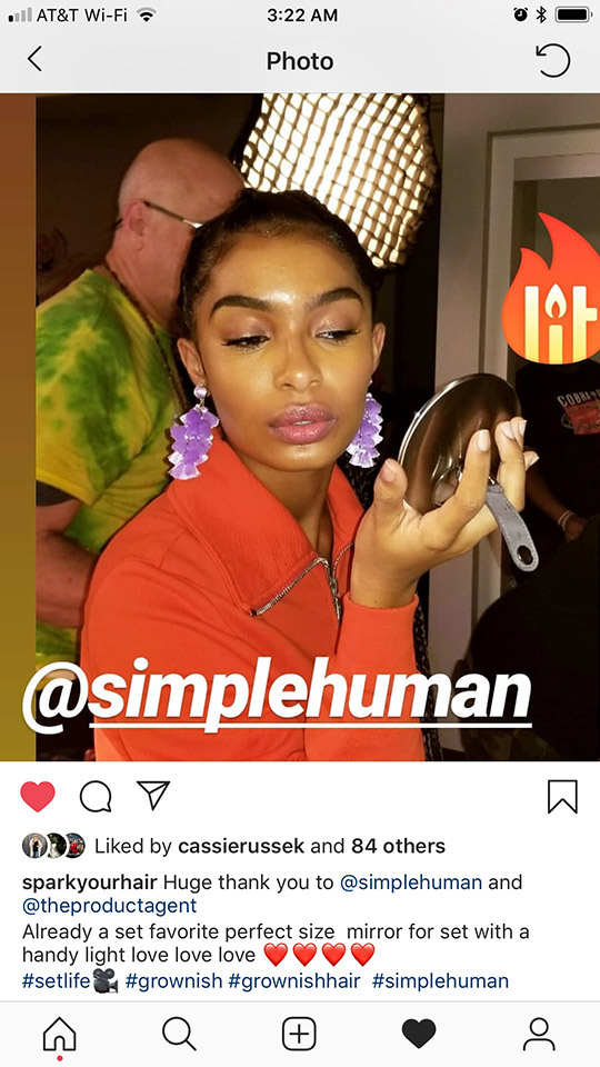 Yara Shahidi from Grown-ish - Simplehuman mirror